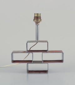 French designer. Table lamp in stainless steel. 1960s. Industrial style