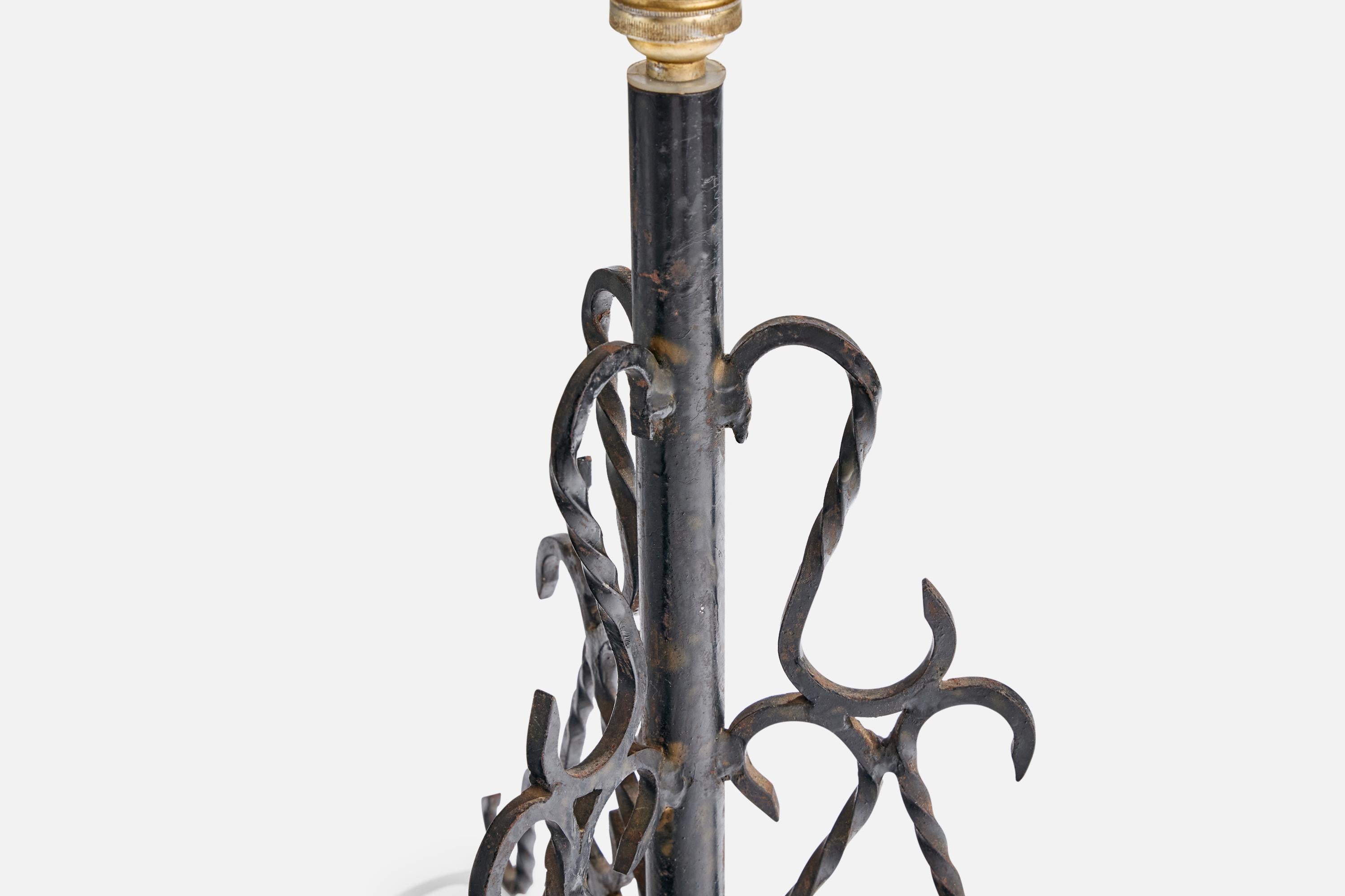 Mid-20th Century French Designer, Table Lamp, Iron, France, 1950s For Sale