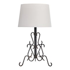 French Designer, Table Lamp, Iron, France, 1950s