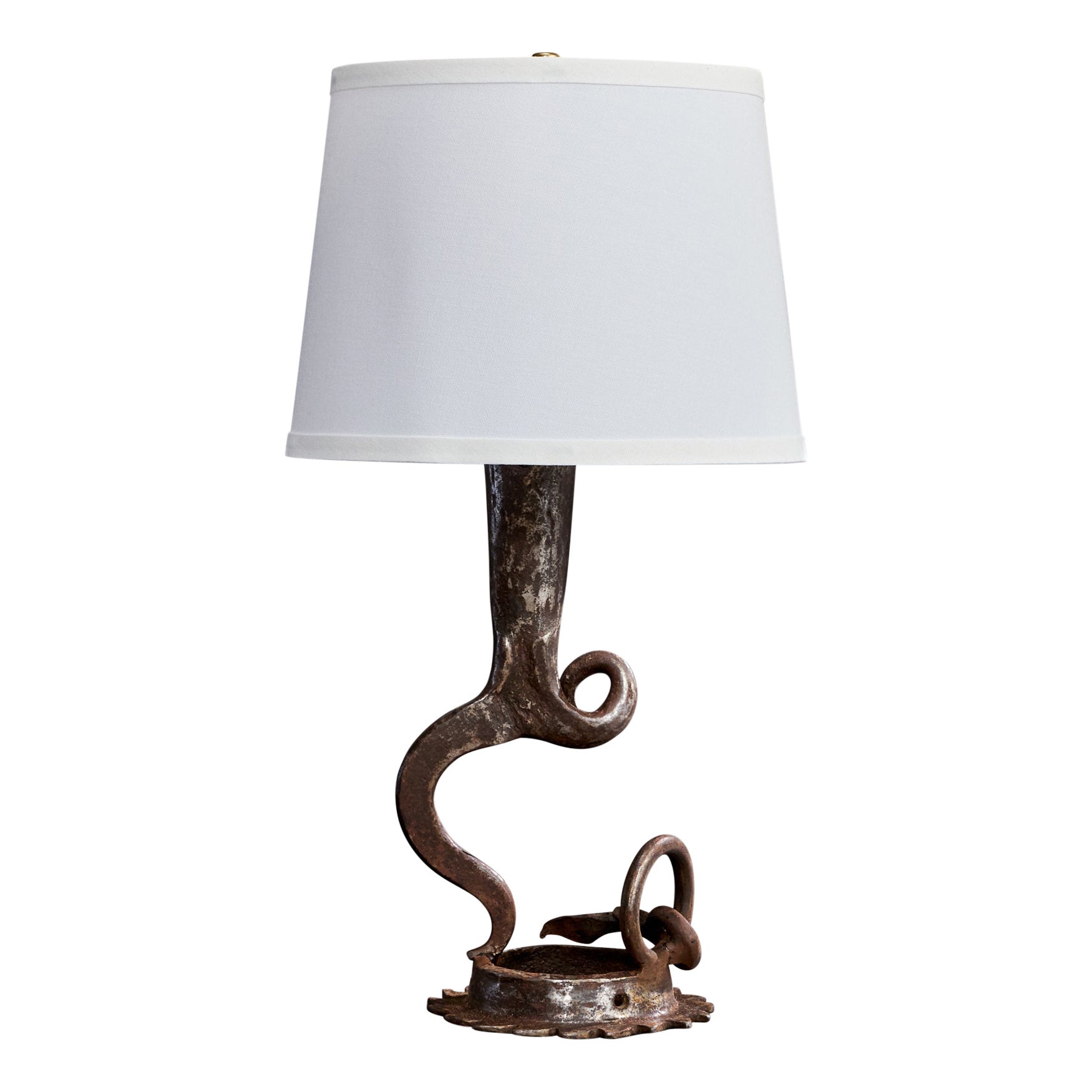 French Designer, Table Lamp, Iron, France, 1950s
