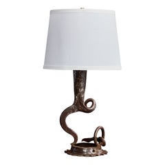 French Designer, Table Lamp, Iron, France, 1950s