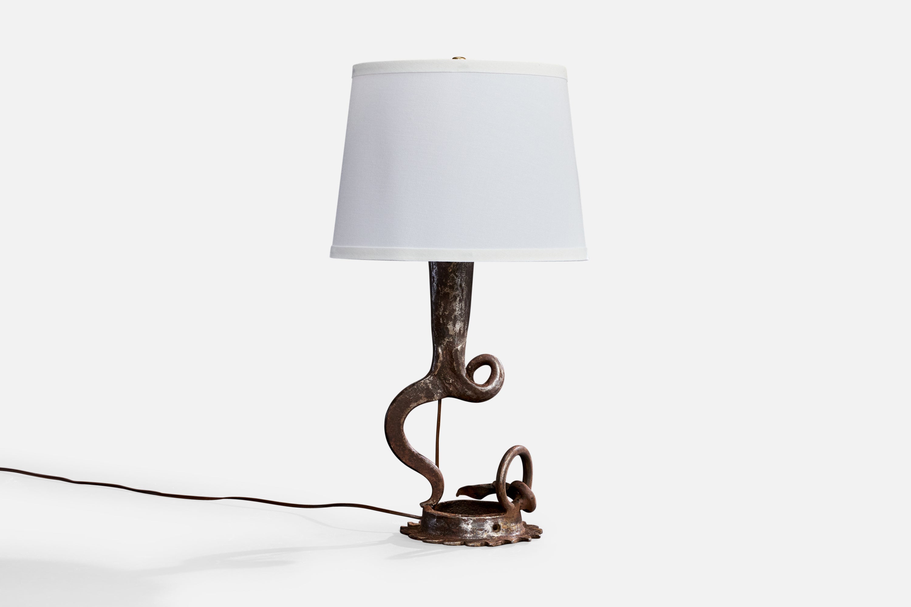 Designer français, lampe de table, fer, France, années 1950