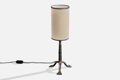 French Designer, Table Lamp, Iron, Paper, France, 1970s
