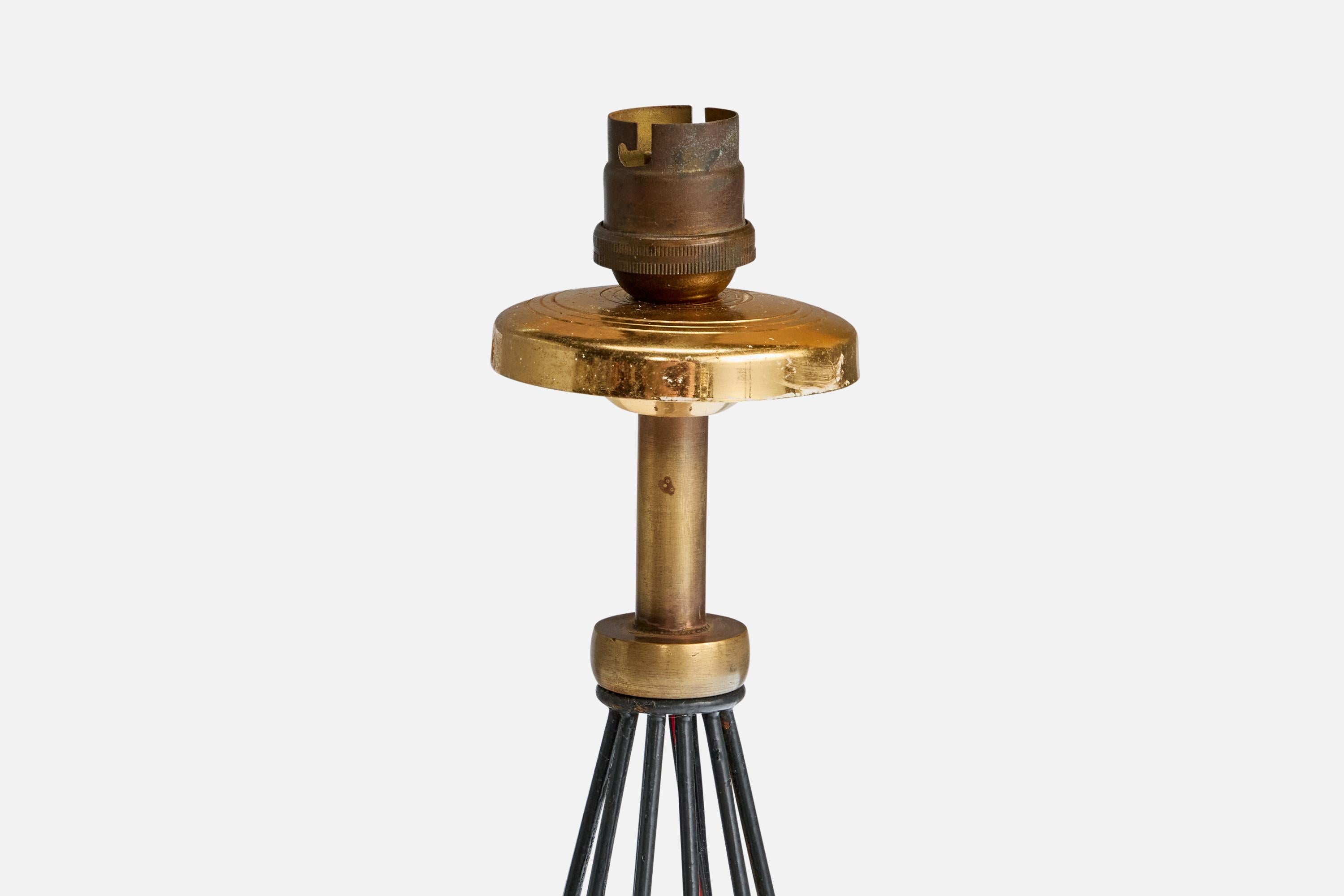 Französischer Designer, Tischlampe, Metall, Messing, Frankreich, 1940er Jahre im Zustand „Gut“ im Angebot in High Point, NC
