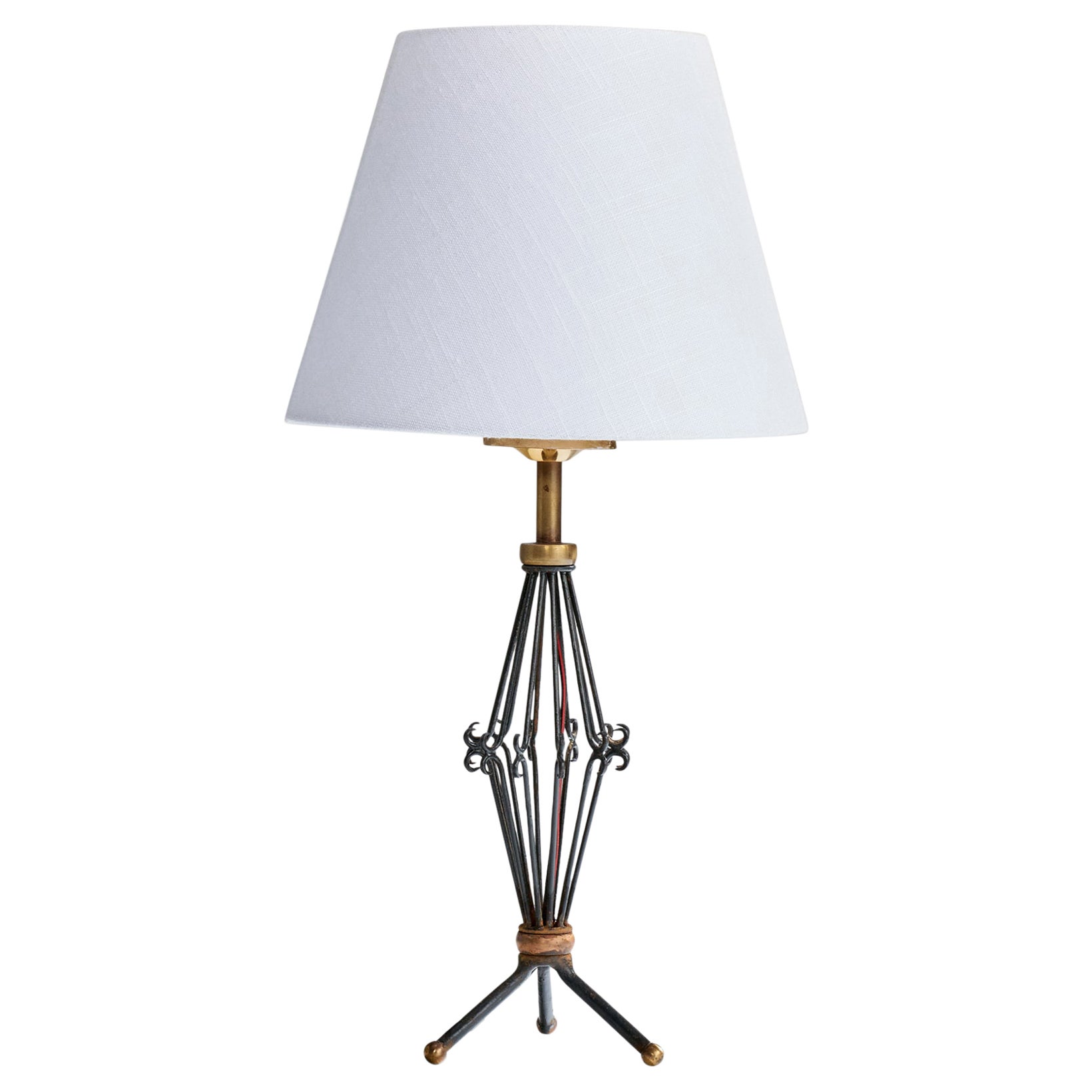 Französischer Designer, Tischlampe, Metall, Messing, Frankreich, 1940er Jahre