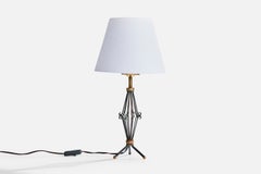 Französischer Designer, Tischlampe, Metall, Messing, Frankreich, 1940er Jahre