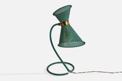 Französischer Designer, Tischlampe, Metall, Messing, Frankreich, 1950er Jahre