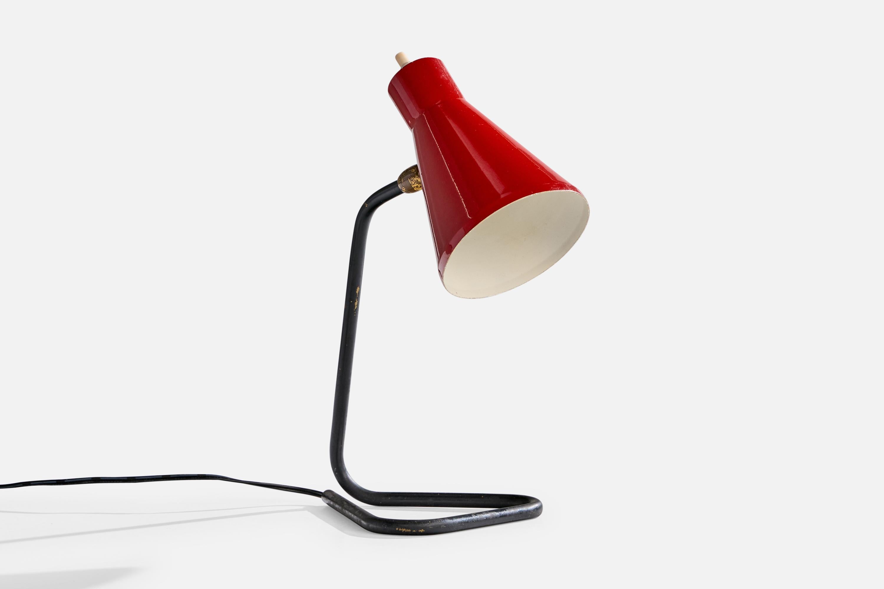 Französischer Designer, Tischlampe, Metall, Messing, Frankreich, 1950er Jahre (Moderne der Mitte des Jahrhunderts) im Angebot