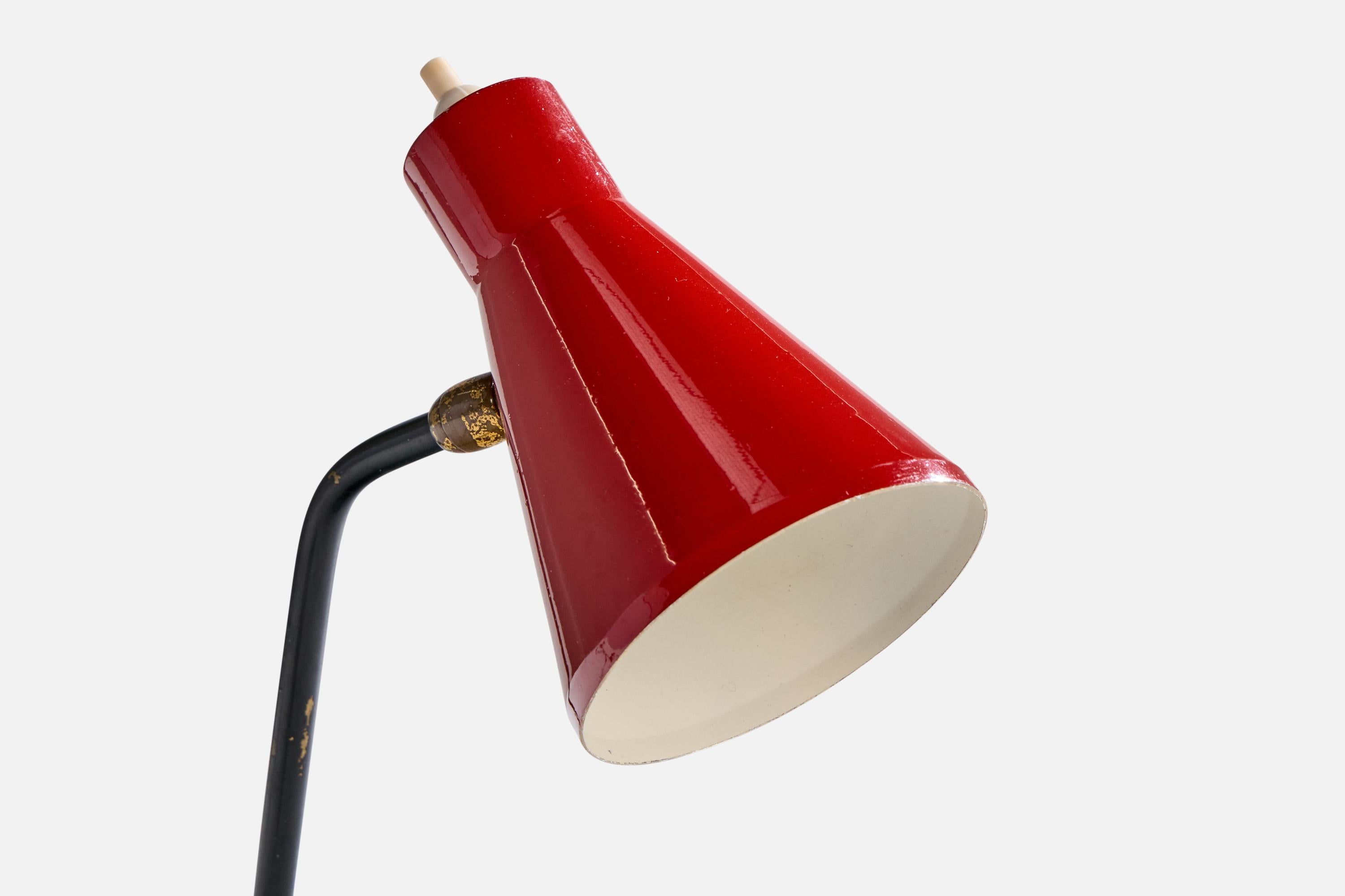Französischer Designer, Tischlampe, Metall, Messing, Frankreich, 1950er Jahre (Mitte des 20. Jahrhunderts) im Angebot