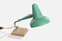 French Designer, Table Lamp, Metal, Brass, Marble, France, 1950s