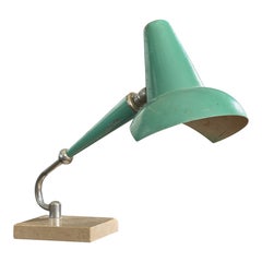 French Designer, Table Lamp, Metal, Brass, Marble, France, 1950s