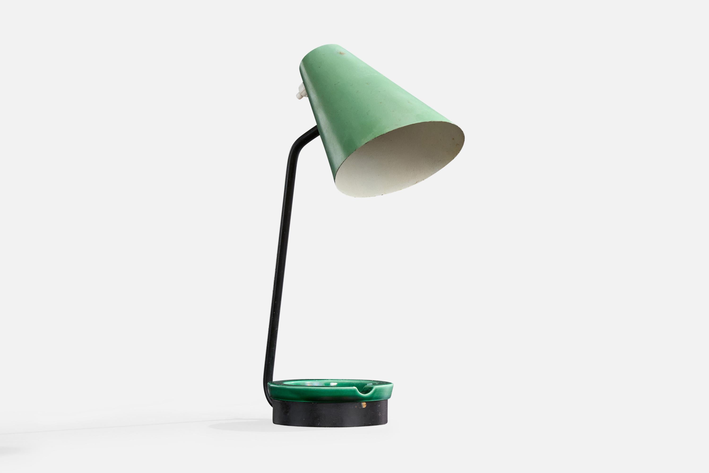 Französischer Designer, Tischlampe, Metall, Keramik, Frankreich, 1950er Jahre im Zustand „Gut�“ im Angebot in High Point, NC