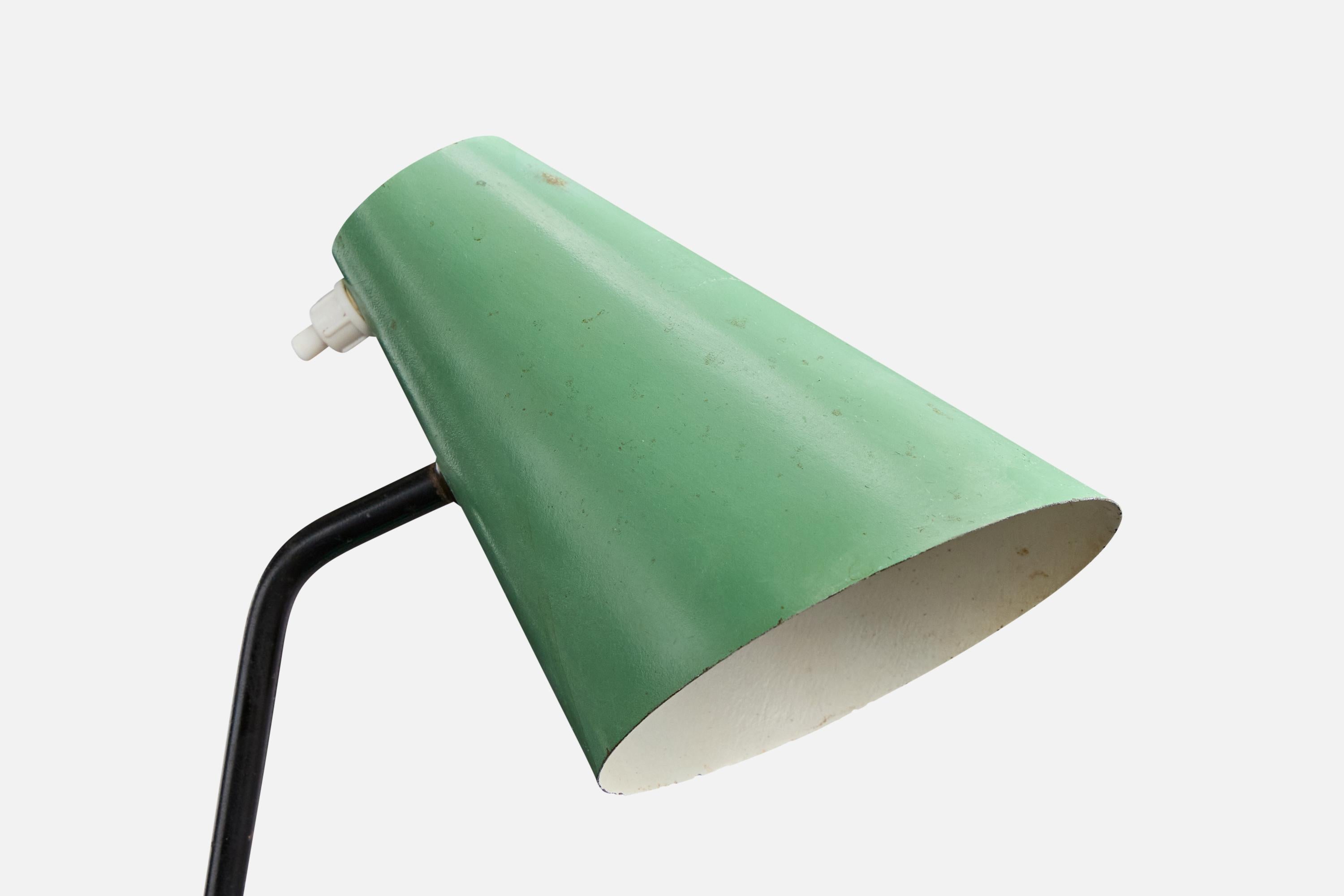 Französischer Designer, Tischlampe, Metall, Keramik, Frankreich, 1950er Jahre im Angebot 1