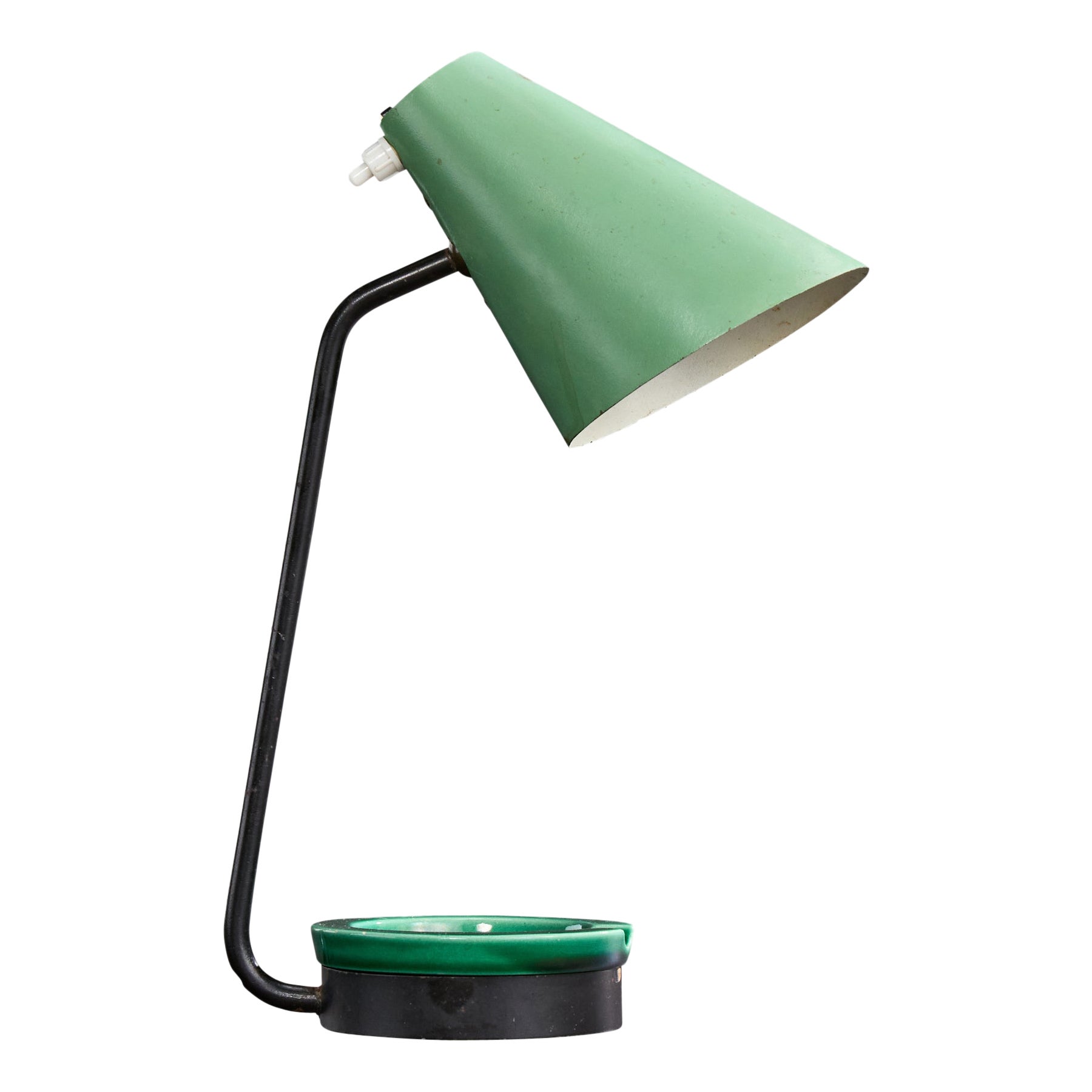 Französischer Designer, Tischlampe, Metall, Keramik, Frankreich, 1950er Jahre