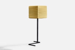 French Designer, Table Lamp, Metal, Fabric, France, 1950s