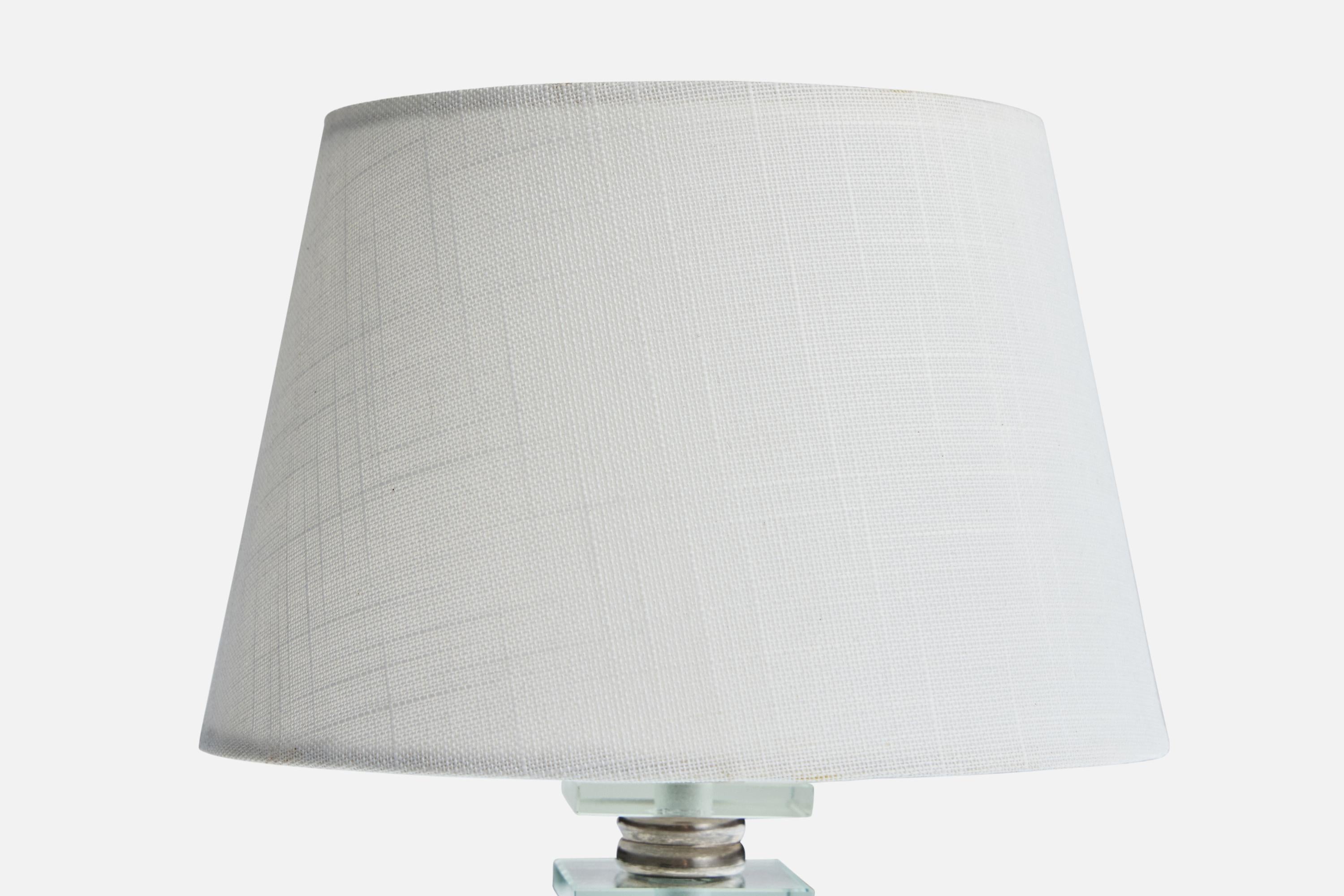 Französischer Designer, Tischlampe, Metall, Glas, Frankreich, 1950er Jahre im Zustand „Gut“ im Angebot in High Point, NC