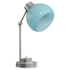 French Designer, Table Lamp, Metal, Glass, France, 1950s