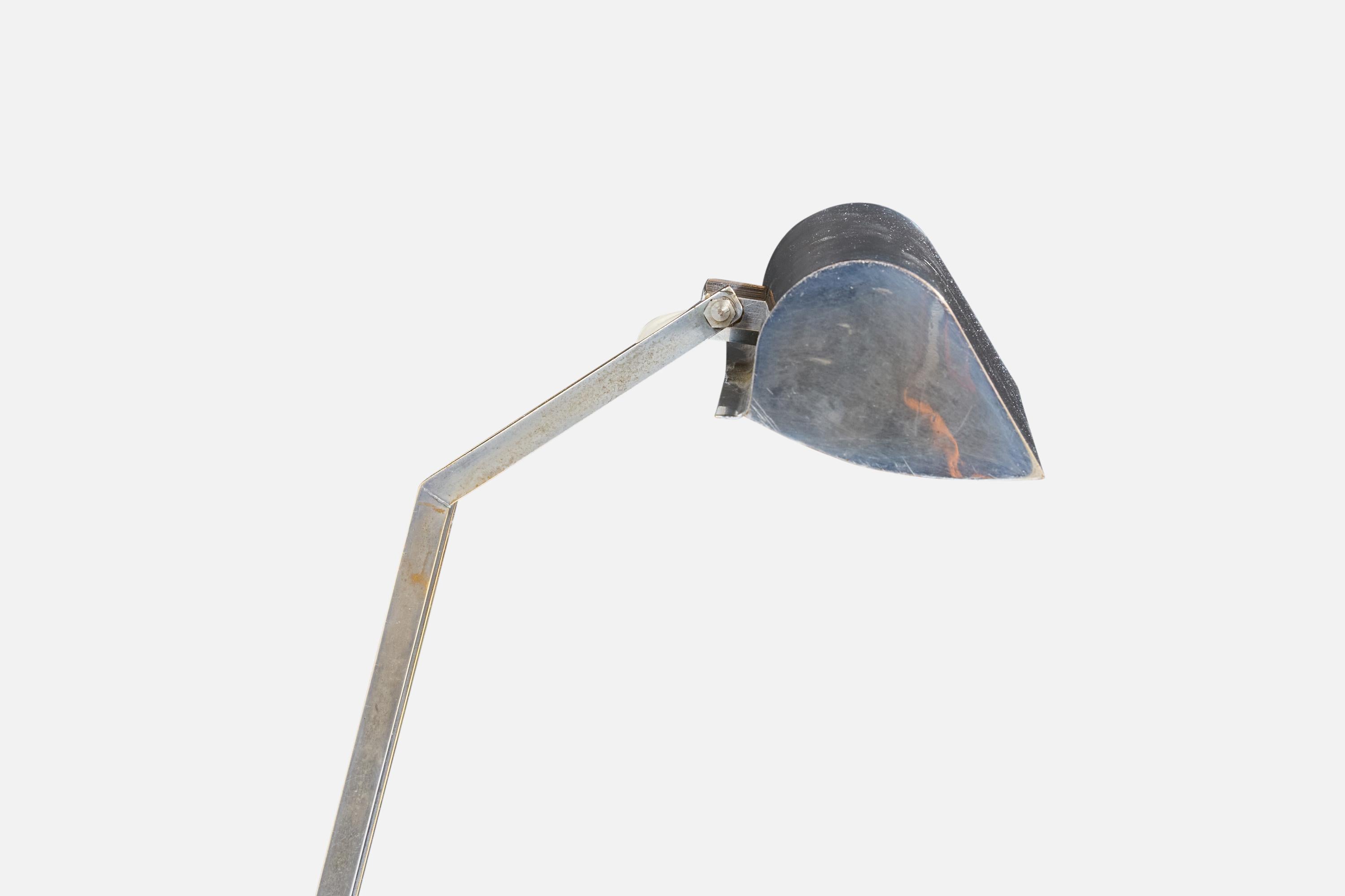 French Designer, Table Lamp, Metal, Marble, France, 1930s For Sale 1