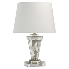 French Designer, Table Lamp, Mirror, Brass, France, 1950s