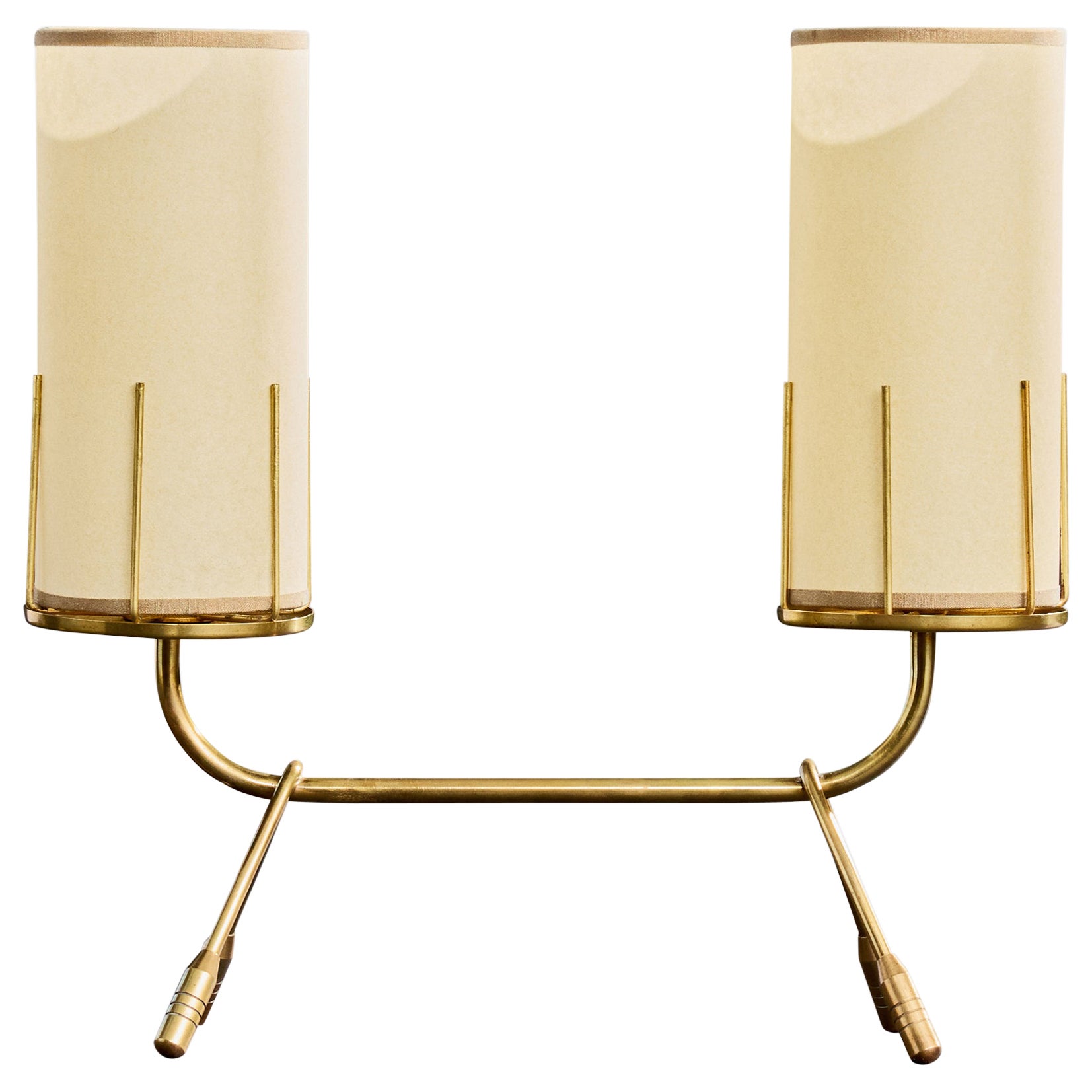 French Designer, Table Lamp, Paper, Brass, France, 1950s