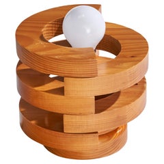 French Designer, Table Lamp, Pine, France, 1970s