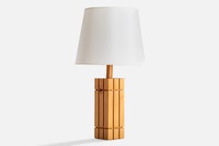 French Designer, Table Lamp, Pine, France, 1980s
