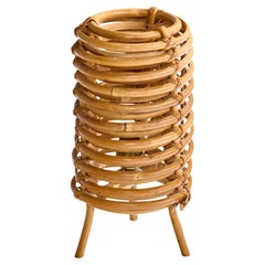 French Designer, Table Lamp, Rattan, Bamboo, France, 1960s