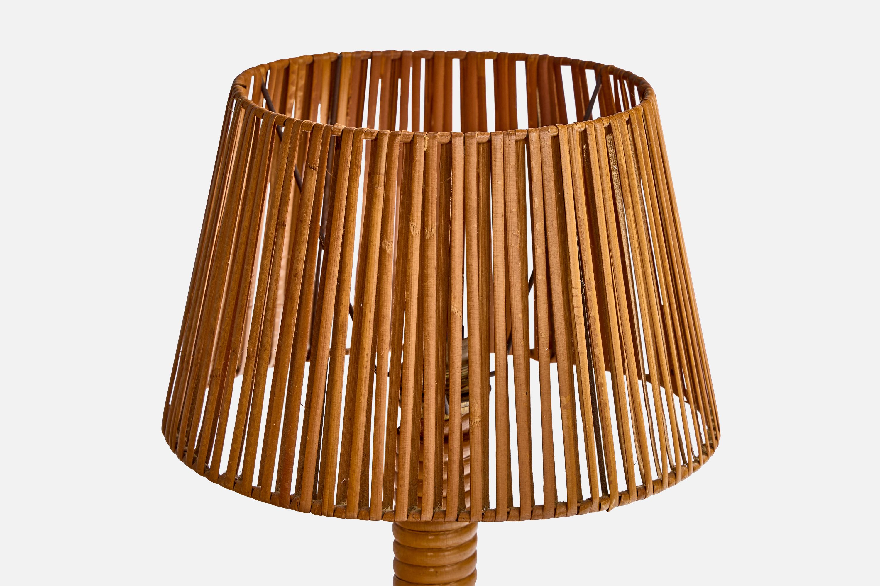 Late 20th Century French Designer, Table Lamp, Rattan, France, 1970s For Sale