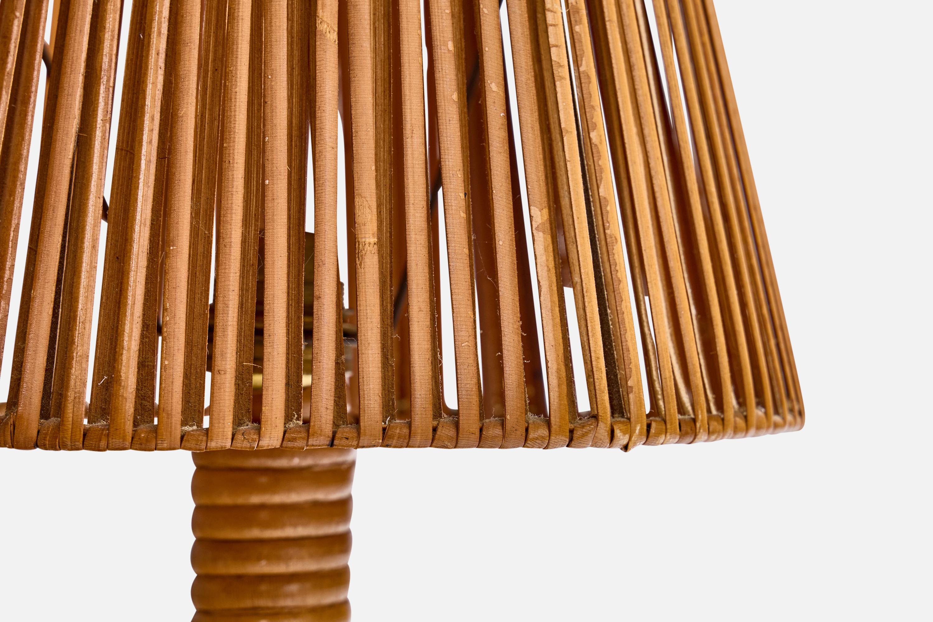 French Designer, Table Lamp, Rattan, France, 1970s For Sale 2