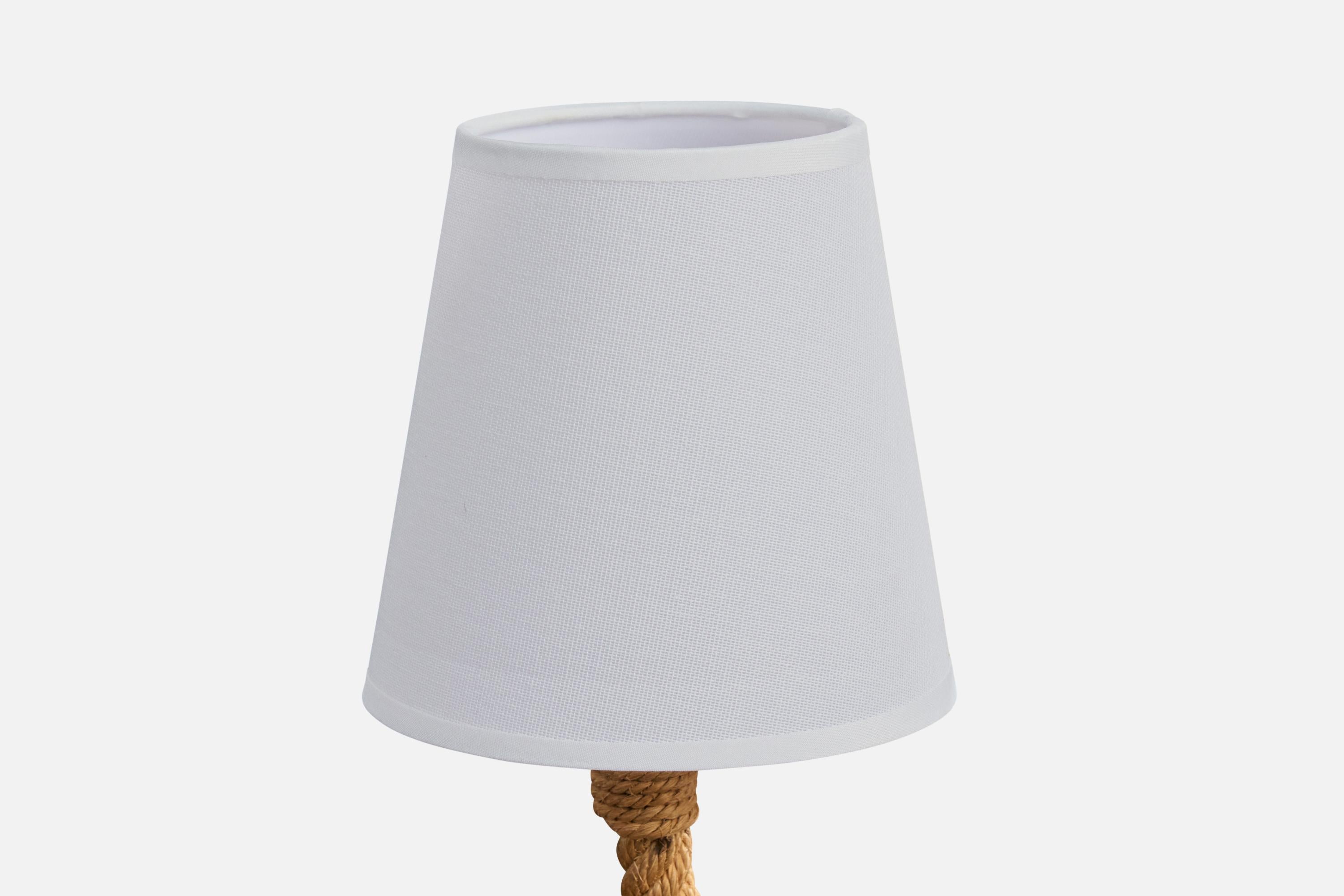 Francese Lampada da tavolo di design francese, corda, tessuto, Francia, anni '60