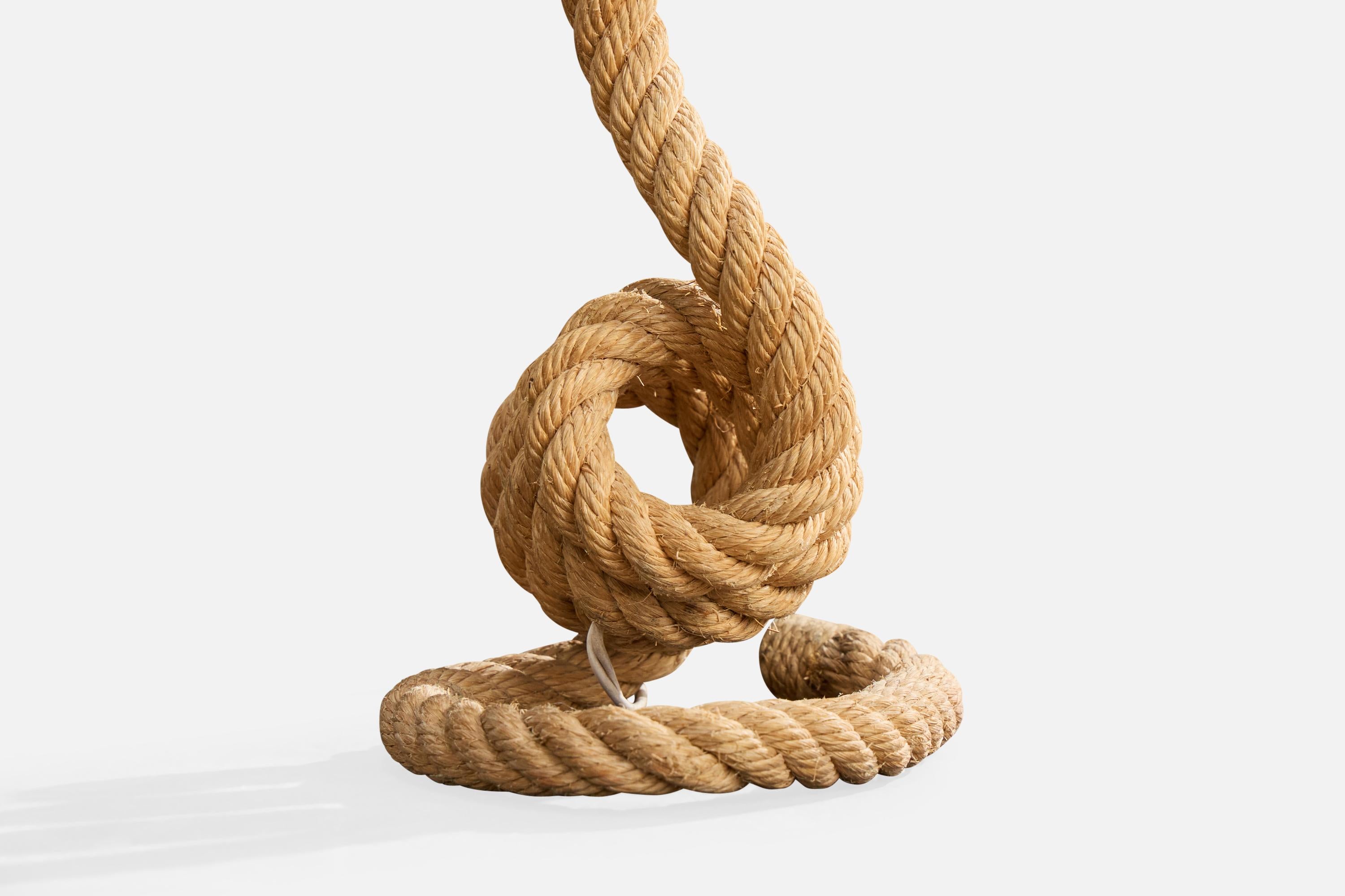 Tessuto Lampada da tavolo di design francese, corda, tessuto, Francia, anni '60