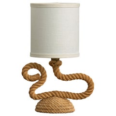 Französischer Designer, Tischlampe, Seil, Stoff, Frankreich, 1960er Jahre