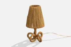 French Designer, Table Lamp, Rope, France, 1970s