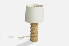 French Designer, Table Lamp, Sandstone, Metal, France, 1970s