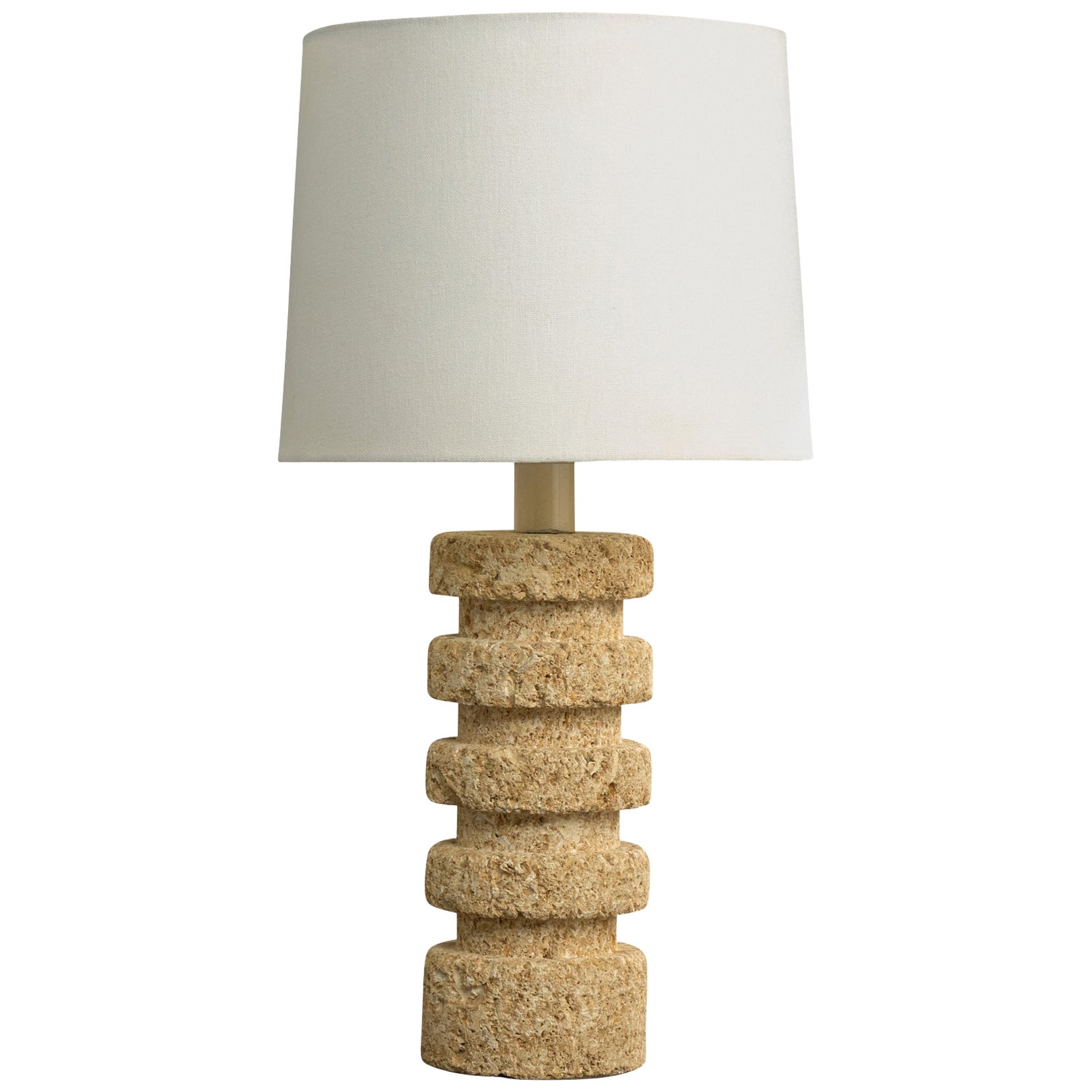 French Designer, Table Lamp, Sandstone, Metal, France, 1970s