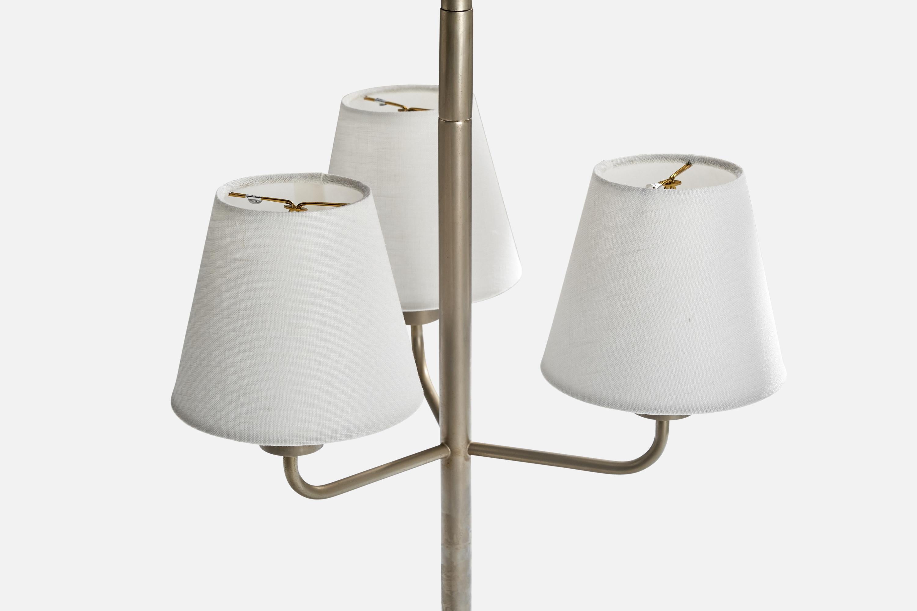Late 20th Century French Designer, Table Lamp, Steel, Fabric, France, 1970s For Sale