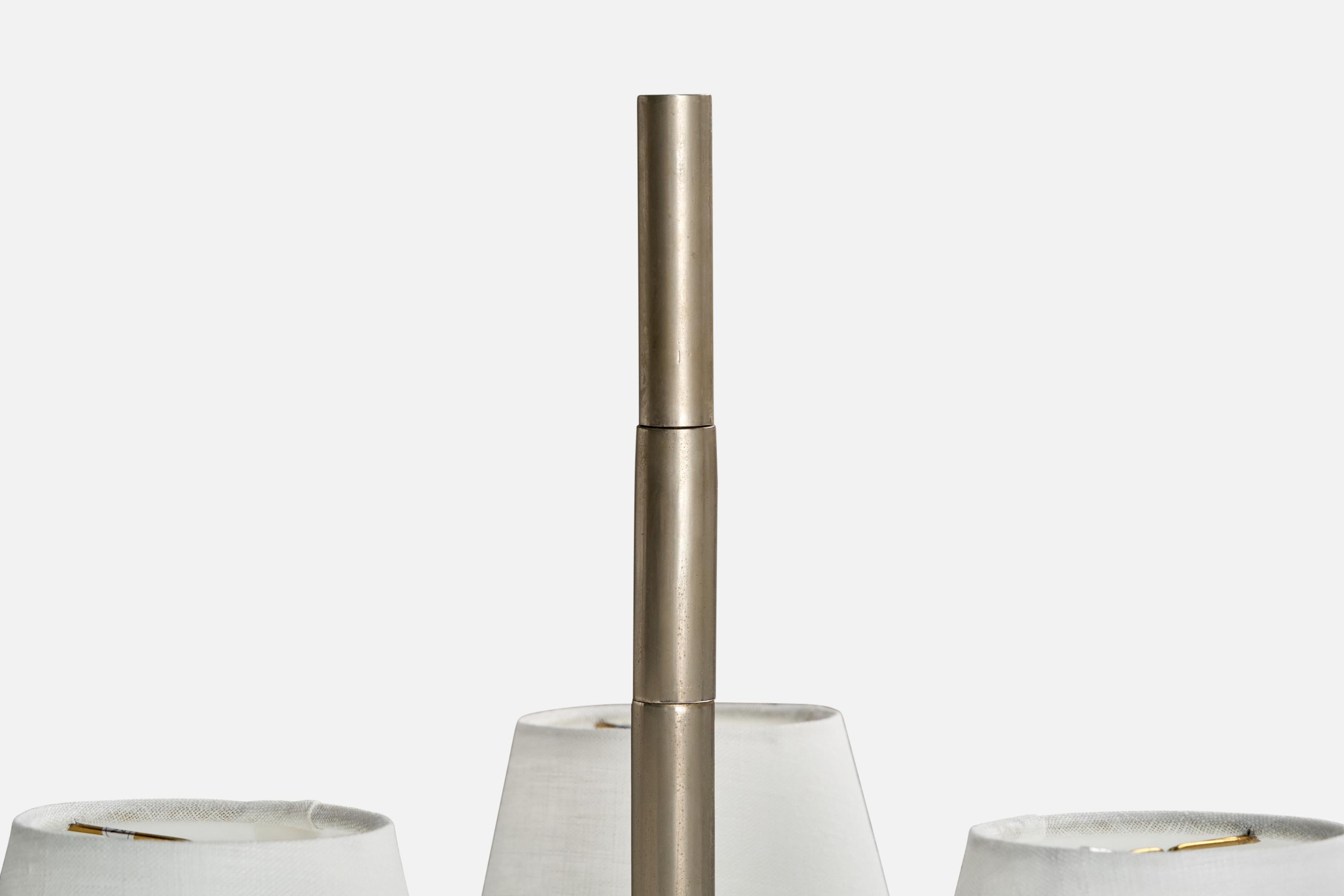 French Designer, Table Lamp, Steel, Fabric, France, 1970s For Sale 1