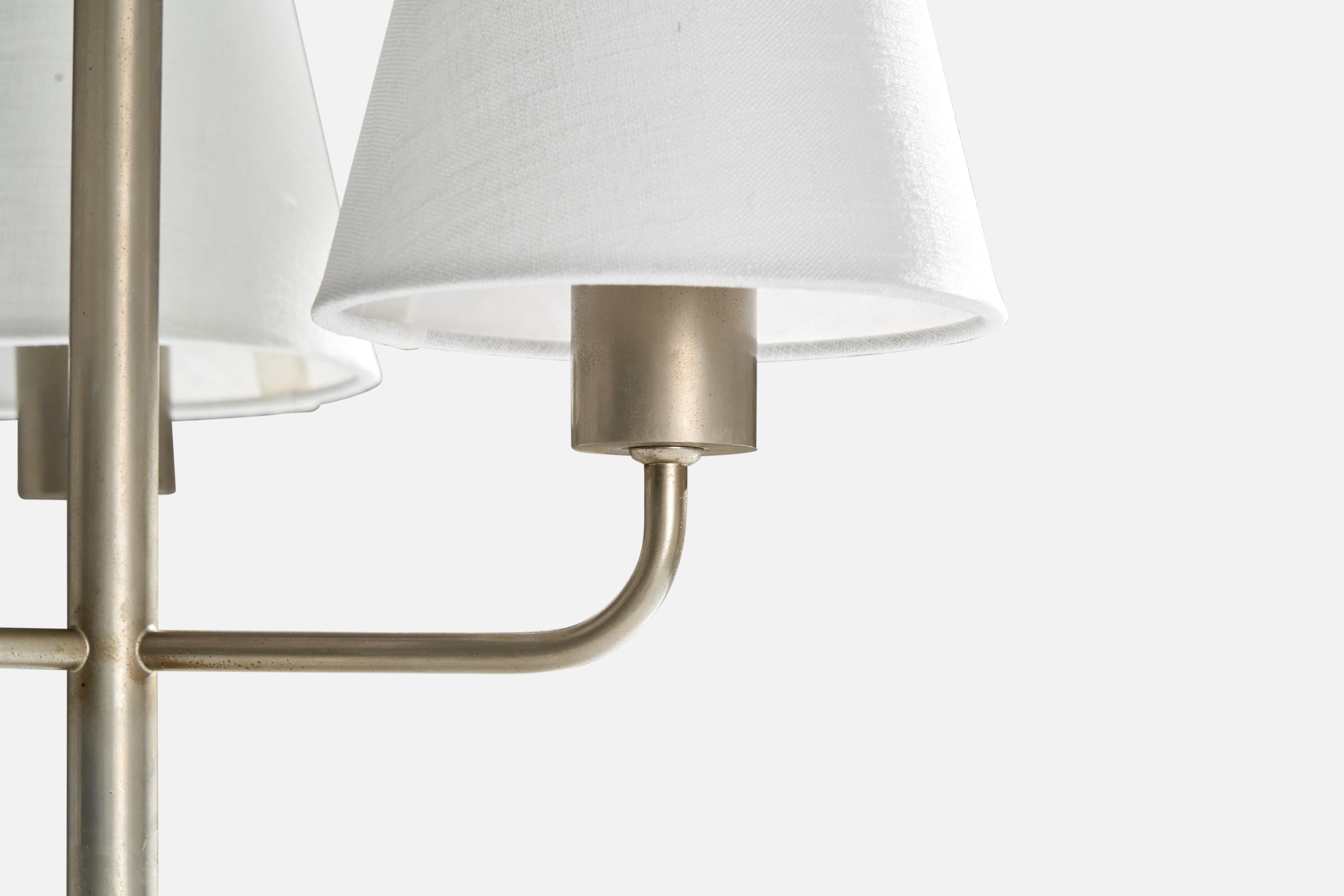 French Designer, Table Lamp, Steel, Fabric, France, 1970s For Sale 2