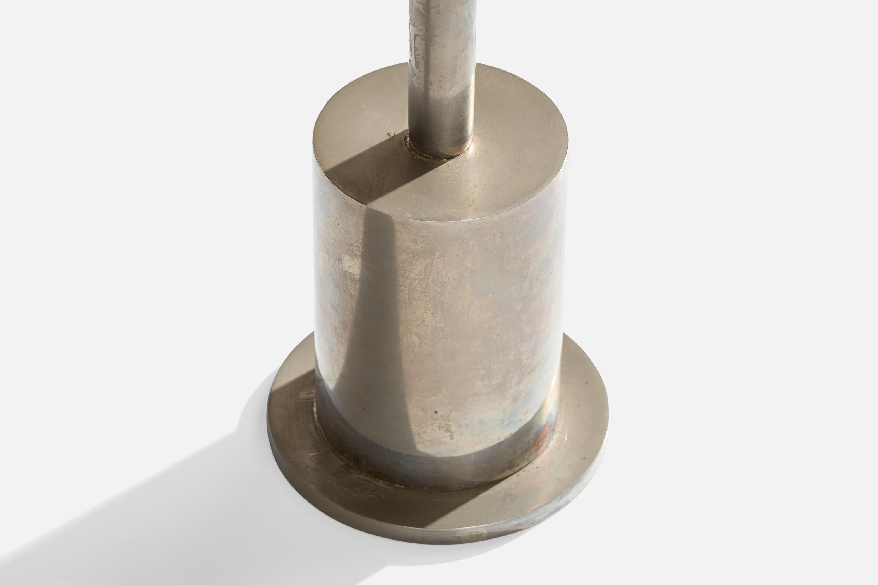 French Designer, Table Lamp, Steel, Fabric, France, 1970s For Sale 4