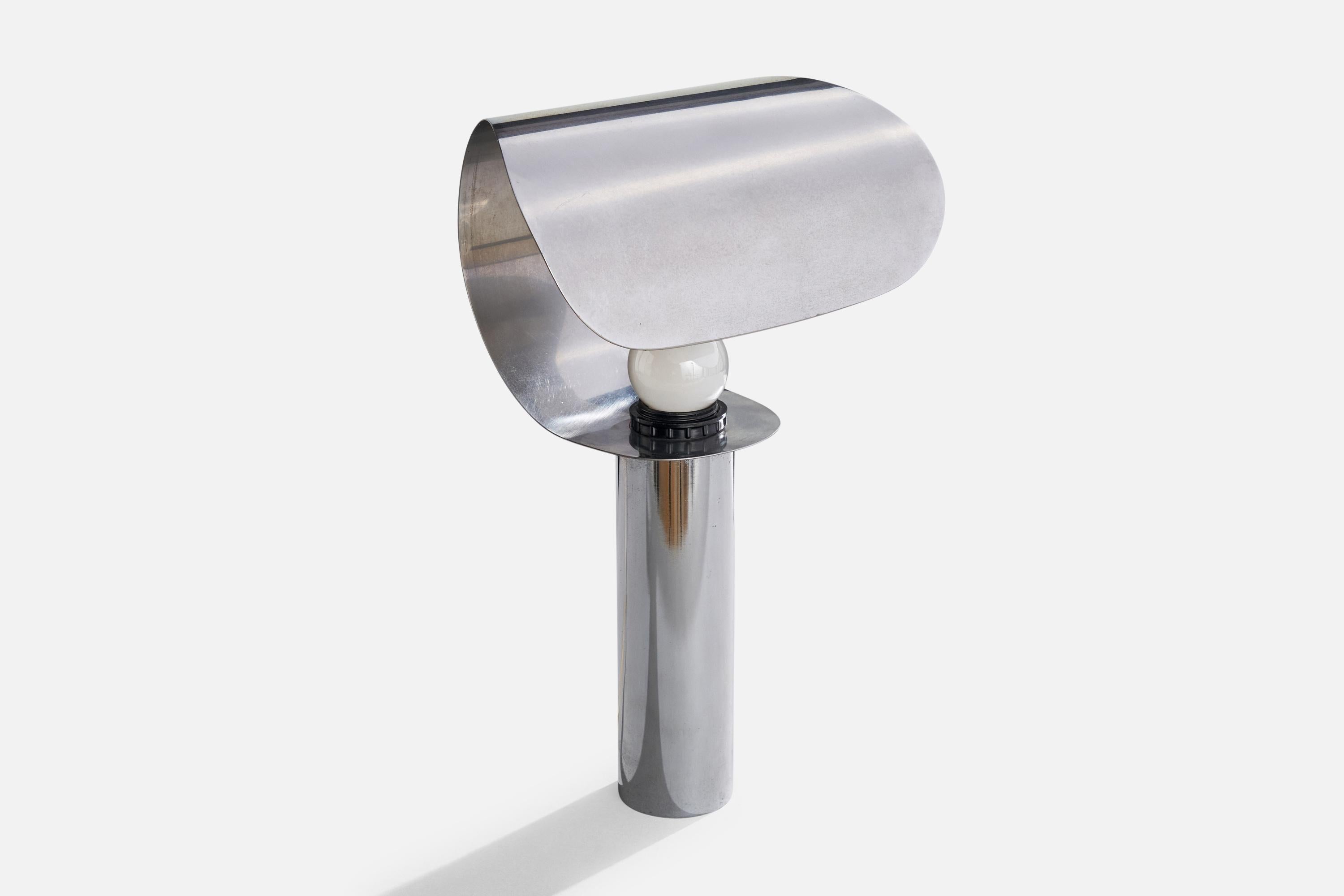 French Designer, Table Lamp, Steel, France, 1970s 1