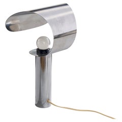 French Designer, Table Lamp, Steel, France, 1970s