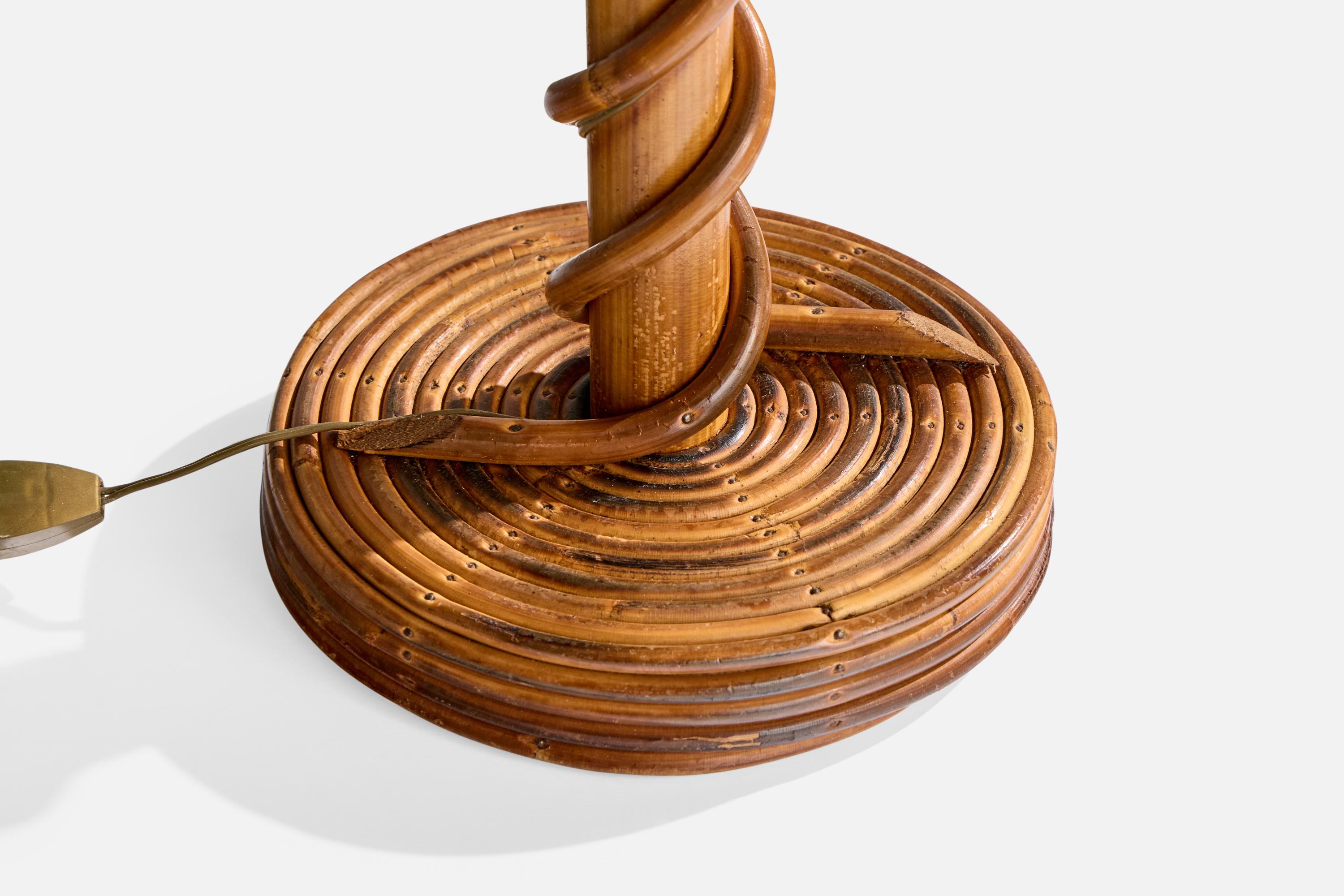 Französischer Designer, Tischlampe, Holz, Bambus, Frankreich, 1960er Jahre (Mitte des 20. Jahrhunderts) im Angebot
