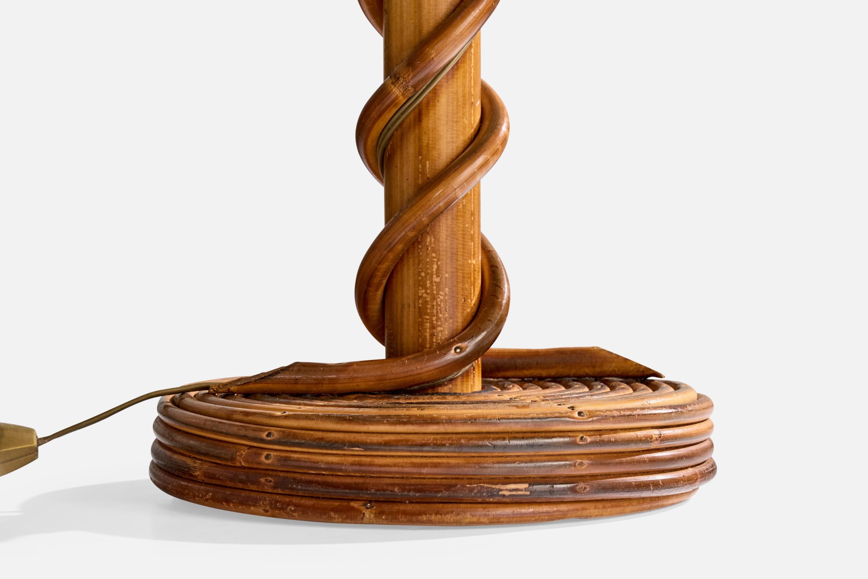 Französischer Designer, Tischlampe, Holz, Bambus, Frankreich, 1960er Jahre im Angebot 1