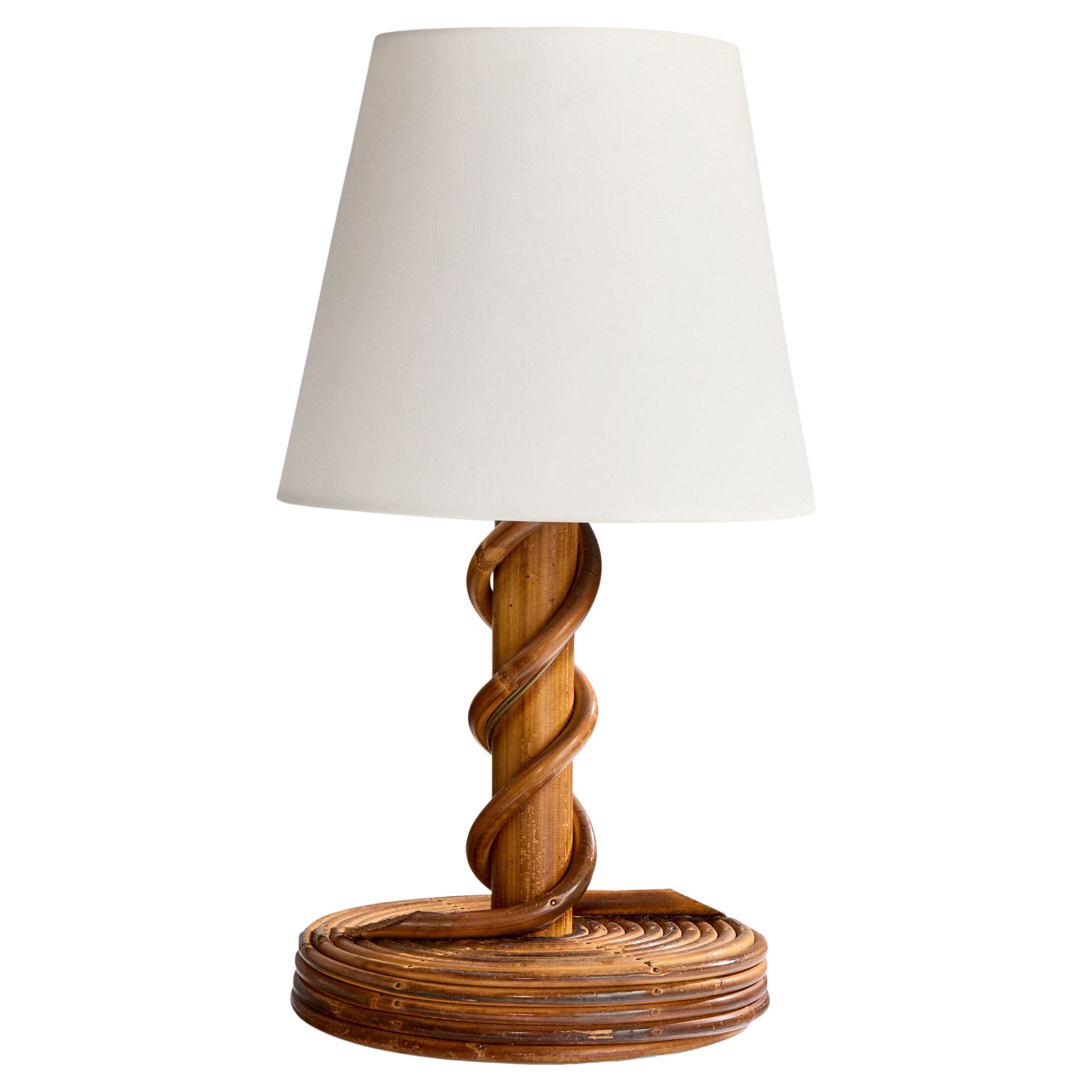 Französischer Designer, Tischlampe, Holz, Bambus, Frankreich, 1960er Jahre im Angebot