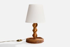 Diseñador francés, Lámpara de mesa, Madera, Bambú, Francia, Años 60