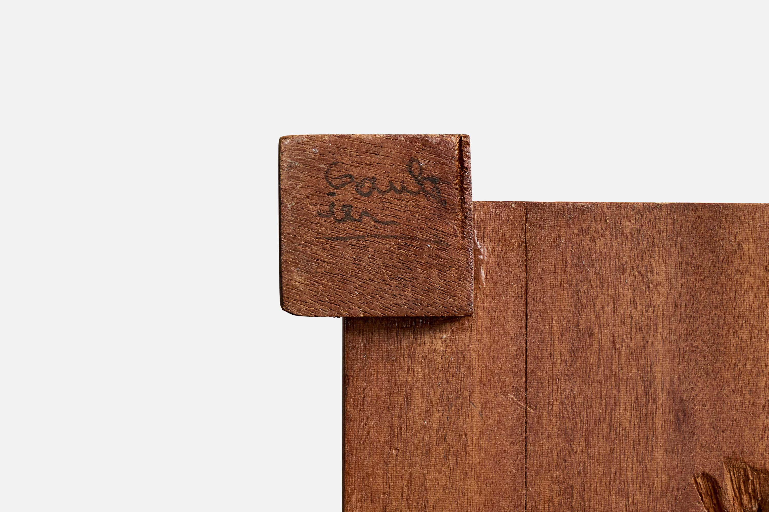 Diseñador francés, Lámpara de mesa, Madera, Latón, Francia, Años 50 en venta 2
