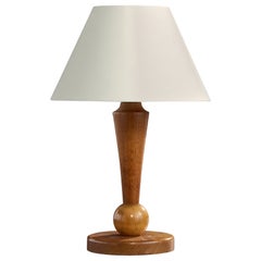 Designer français, lampe de table, Wood, tissu, France, années 1950