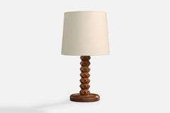 French Designer, Table Lamp, Wood, France, 1950s