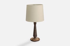 French Designer, Table Lamp, Wood, France, 1950s