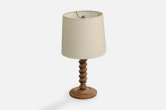 French Designer, Table Lamp, Wood, France, 1950s